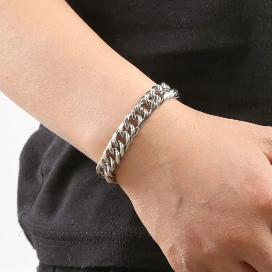 Hip-Hop Rock Solid Color Stainless Steel Magnetic Men's Bracelets