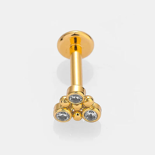 1 Piece Lip Rings Simple Style Classic Style Cross Flower 316L Stainless Steel Polishing Zircon 18K Gold Plated Lip Rings Ear Cartilage Rings & Studs Nose Rings & Studs