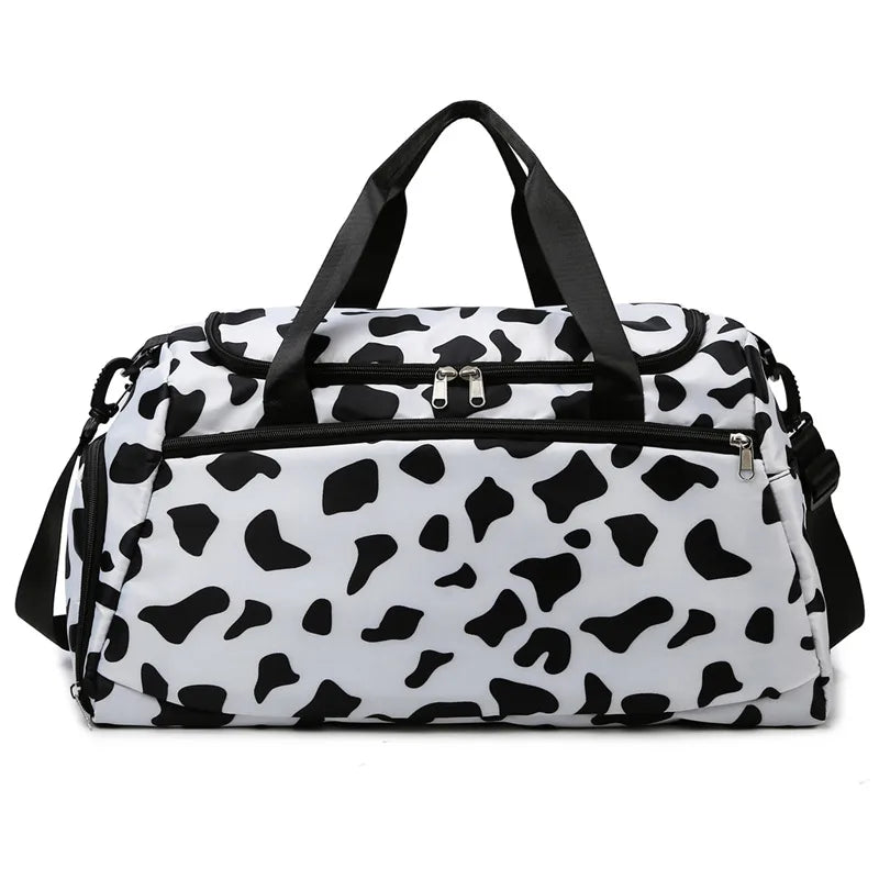 European and American milk pattern travel Big bag waterproof Oxford cloth women's portable shoulder bag wet and dry separation Fitness Bag
