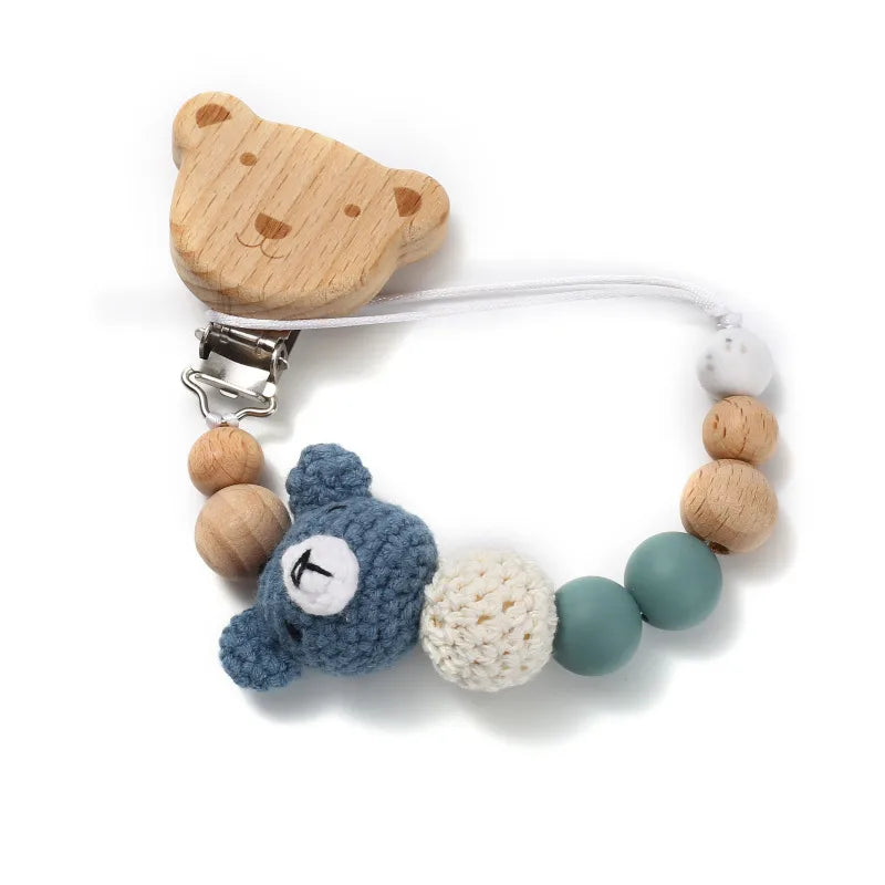 Casual Cute Bear Wood pacifier chain Baby Accessories