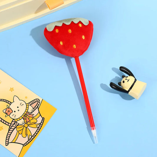 1 Piece Fruit Class Learning School PP Plush Cute Ballpoint Pen