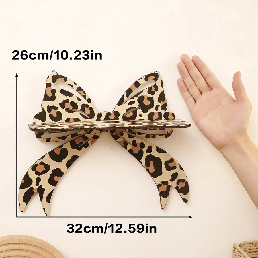 Cute Bow Knot Leopard Boxwood Storage Rack Wall Art