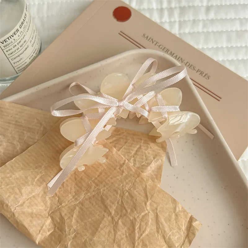 Ballet Style Acetate Hair Clip Shark Clamp Women's Sweet Butterfly Knot Hair Accessories For Back Of Head Hair Grabbing