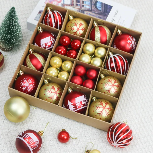 Christmas Decorations 44pcs Set Electroplated Painted Balls New Christmas Ball Christmas Tree Ornaments Simple Style Plastic