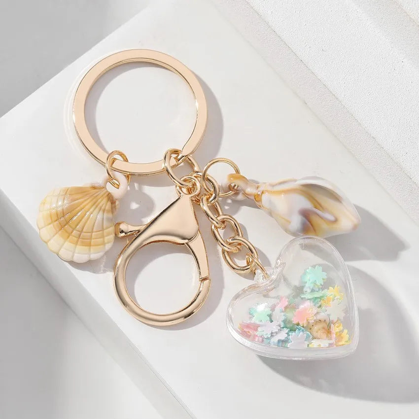 Marine Style Starfish Conch Arylic Unisex Bag Pendant Keychain