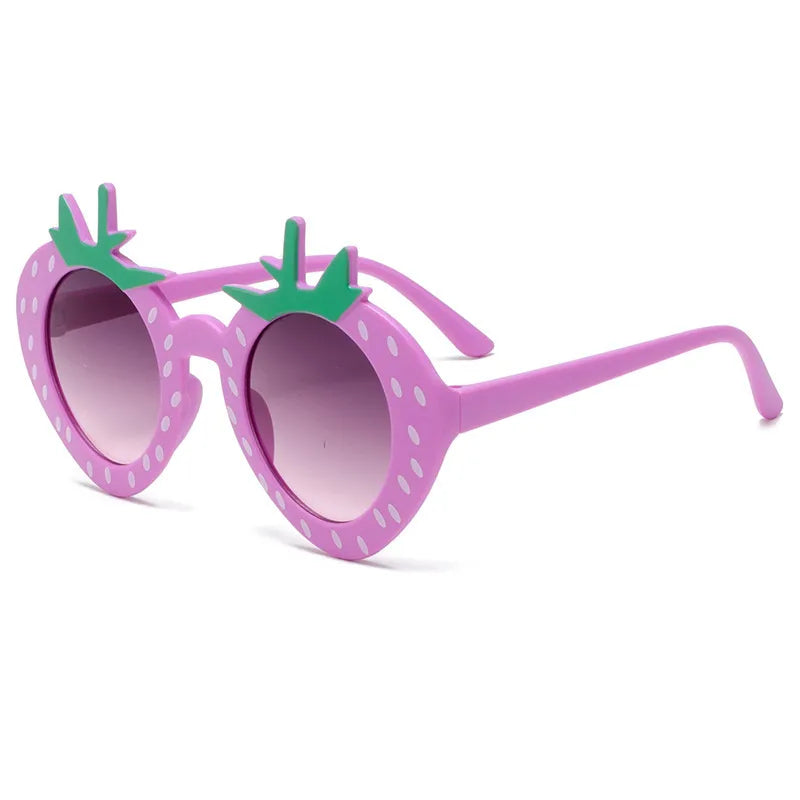 Cartoon Style Sweet Strawberry Resin Special-Shaped Mirror Rose Red Full Frame Kids Sunglasses
