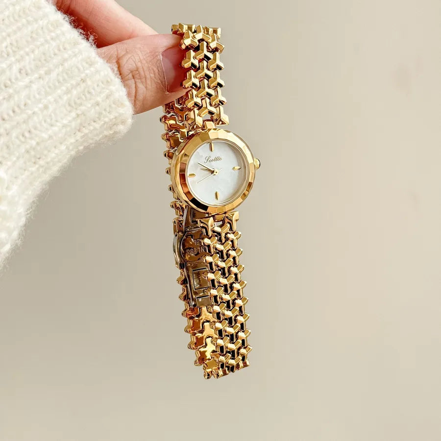 Retro Color Block Solid Color Jewelry Buckle Quartz Watch Women's Watches