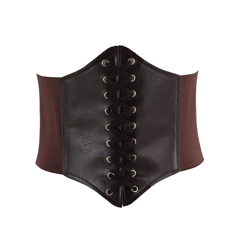 fashion solid color pu leather women's corset belts