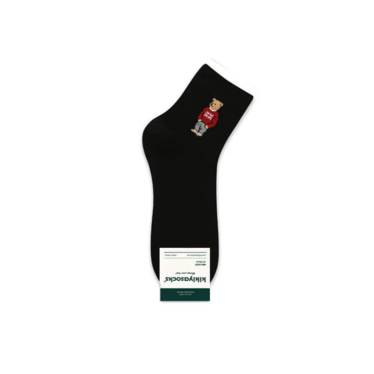 0 spring new men's short waist cotton socks cute cartoon bear short tube Korean socks kiki spring and summer casual