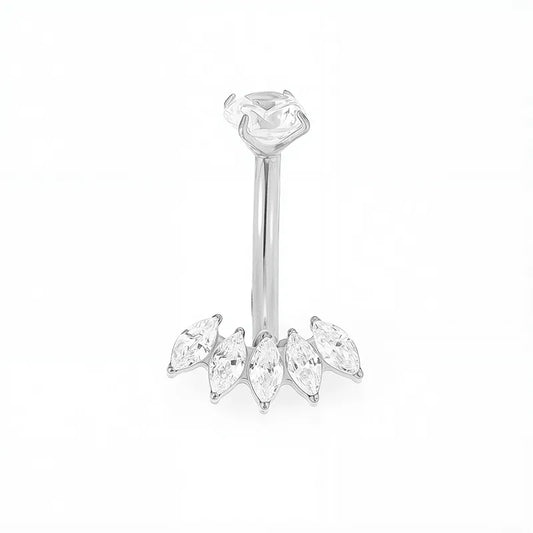 1 Piece Belly Rings Casual Cute Hip-Hop Water Droplets Heart Shape Crown Titanium Alloy Plating Zircon 18K Gold Plated