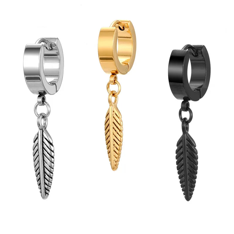 fashion leaves stainless steel plating dangling earrings 1 piece