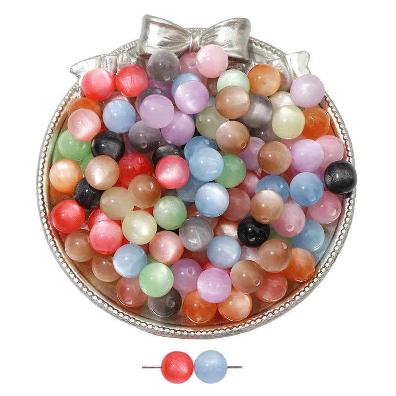 8/10/12 resin imitation cat eye beads handmade DIY jewelry accessories bracelet necklace beaded loose beads material