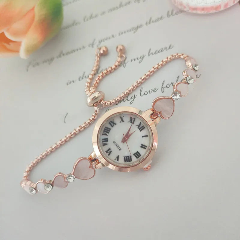 explosions fashion thin with diamond love ladies watch pull rope free adjustment heart bracelet watch wholesale