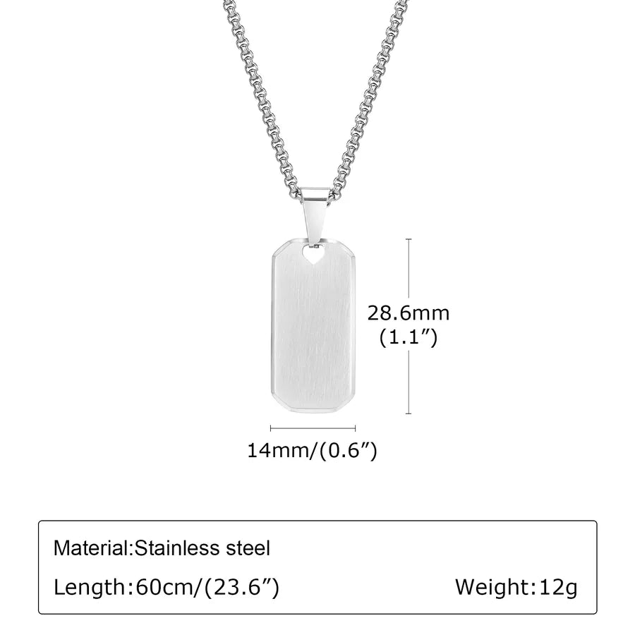 Casual Simple Style Streetwear Rectangle 201 Stainless Steel 304 Stainless Steel Men's Pendant Necklace