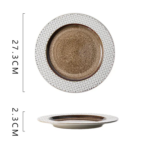 Retro Pattern ceramics plate Bowl 1 Piece
