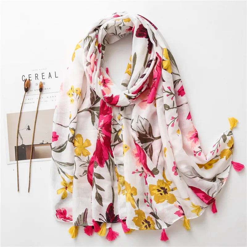 color flower print national wind cotton scarf scarves nhgd157609