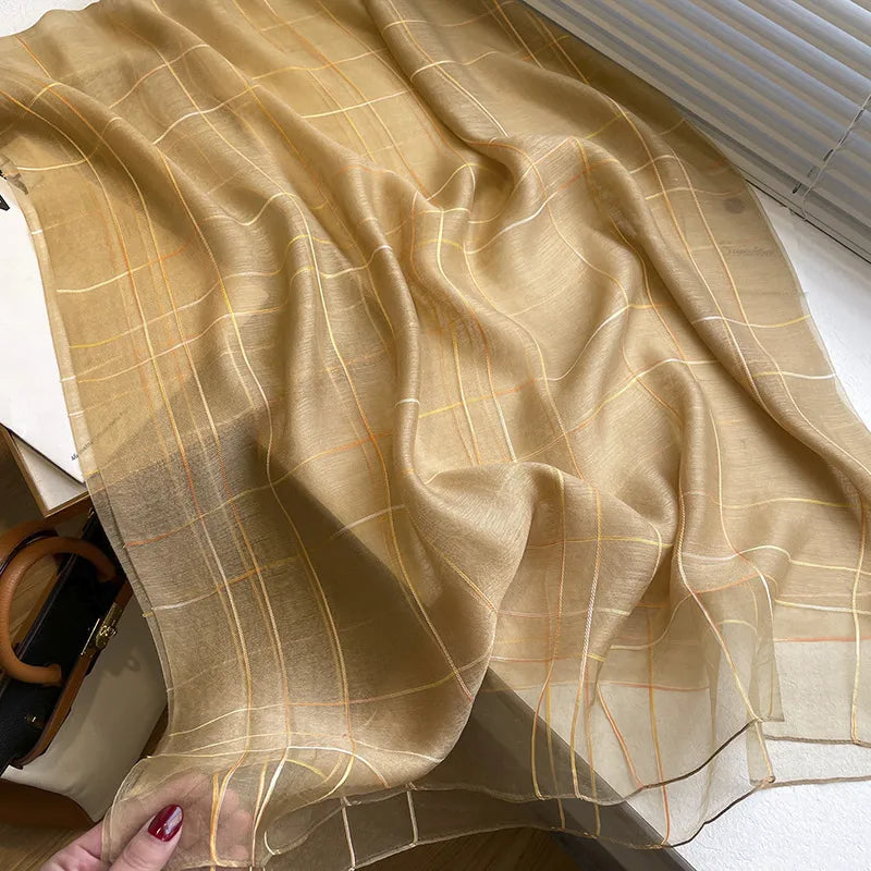 women's elegant stripe silk fleece silk scarves