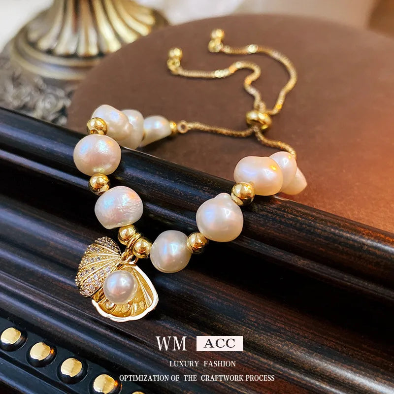 simple style round freshwater pearl bangle in bulk