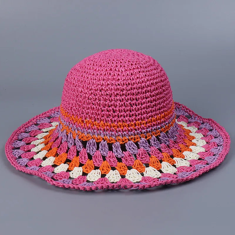 Women's Simple Style Round Big Eaves Straw Hat