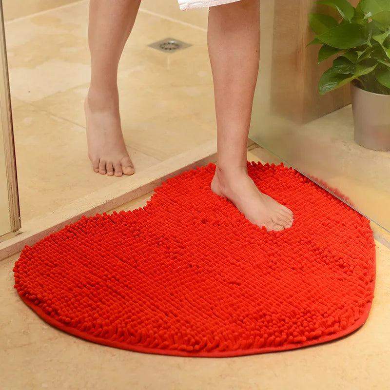 Chenille Heart-shaped Non-slip Absorbent Carpet Wedding Room Wedding Peach Heart Floor Mat Bedroom Bathroom Absorbent Non-slip Mat