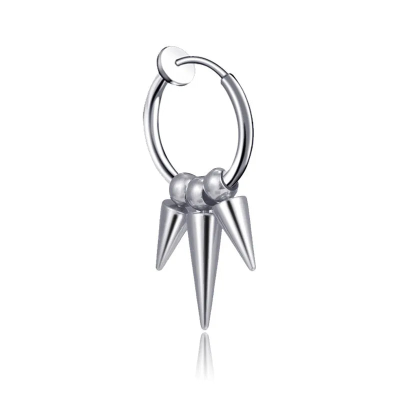 fashion stainless steel tassel single point cone earrings single