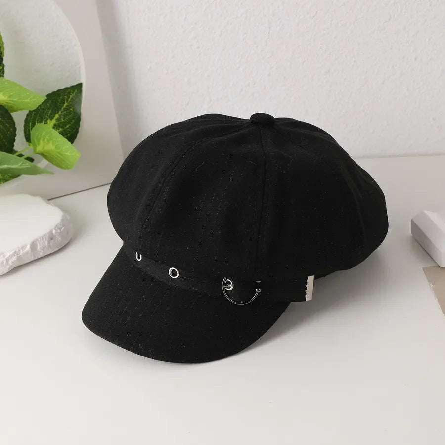 Women's Adults Simple Style Commute Solid Color Curved Eaves Newsboy Cap