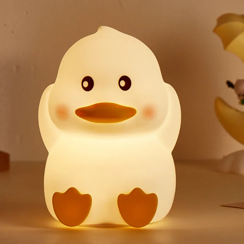 TikTok Hot Creative Cartoon Cute Duck Doll Baby Animal Charging Silicone Night Light Spot Wholesale