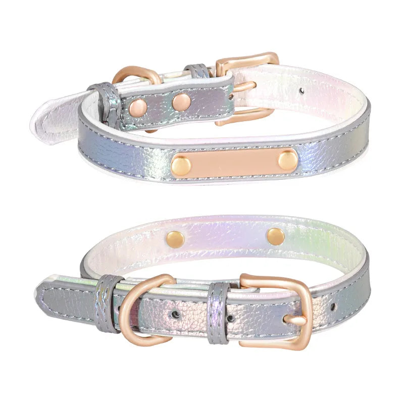 All Seasons Cute Pu Leather Zinc alloy Customization Laser Engraving Colorful Pet Collar