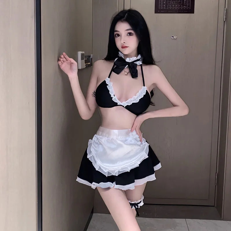 Women's Sexy Solid Color Sexy Lingerie Sets Holiday Hollow Out Ultra-thin High Waist See-Through Sexy Lingerie