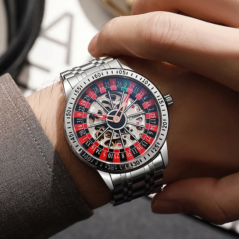 Casual Geometric Double Side Snaps Mechanical Watch Men's Watches