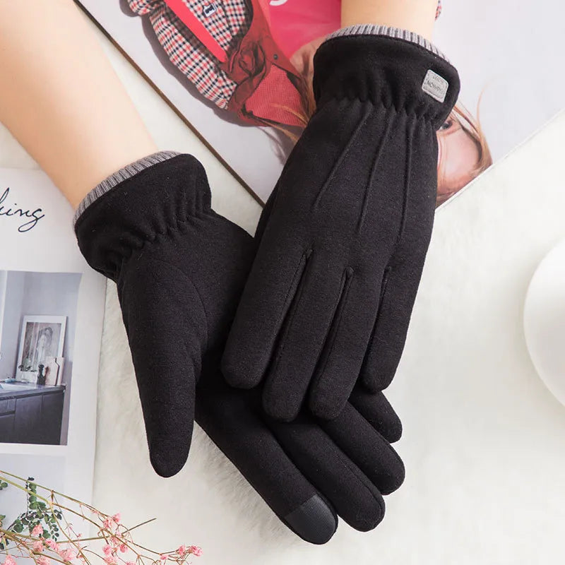 women's fashion solid color velvet polyester gloves 1 pair