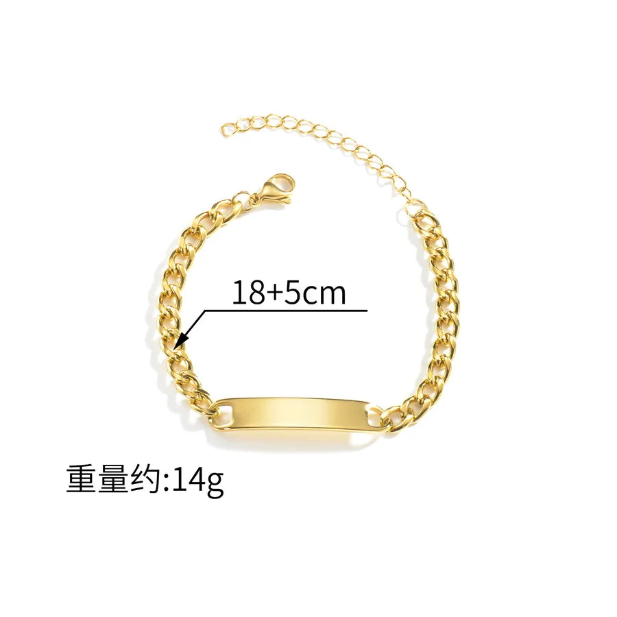 hot selling fashion men diy stainless steel smooth curved brand bracelet laser name