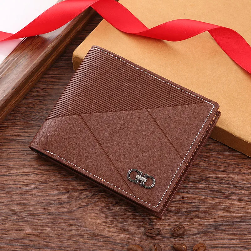 Men's Geometric PVC Open Small Wallets