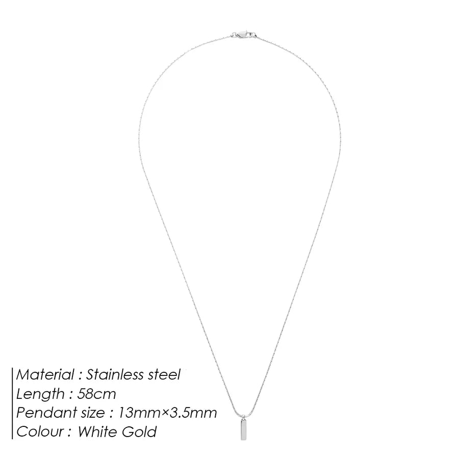 Wholesale Jewelry Basic Simple Style Classic Style Solid Color 304 Stainless Steel 18K Gold Plated White Gold Plated Plating Pendant Necklace