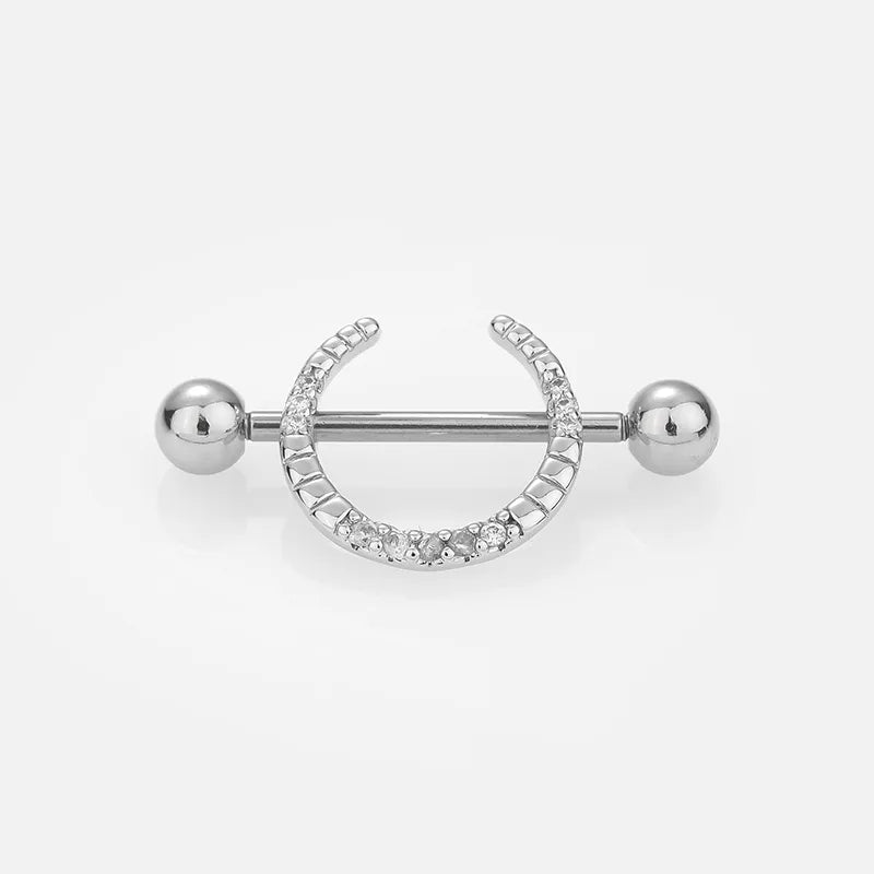 1 Piece Nipple Rings & Studs Sexy Modern Style Star Moon Leaves 316L Stainless Steel Hollow Out Inlay Zircon 14K Gold Plated Nipple Rings & Studs