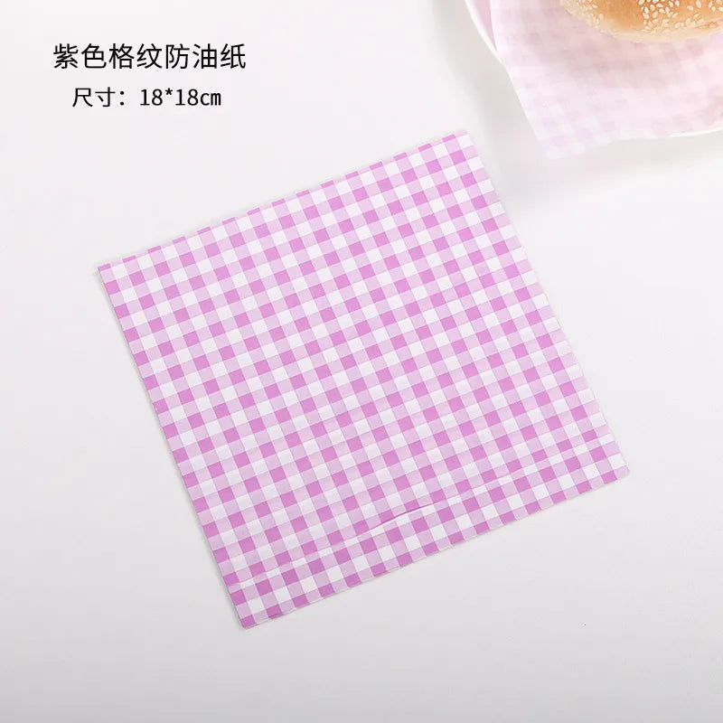 Square 18cm Oil-resistant Laminated Paper Burger Box Pad Paper Bento Cake Separation Paper Sandwich Packaging Paper
