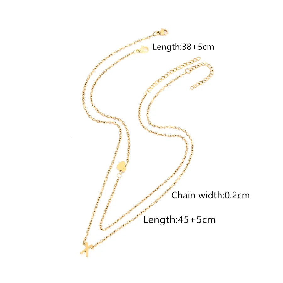 Wholesale Jewelry Elegant Retro Classic Style Letter Heart Shape 201 Stainless Steel 304 Stainless Steel cable chain Pendant Necklace