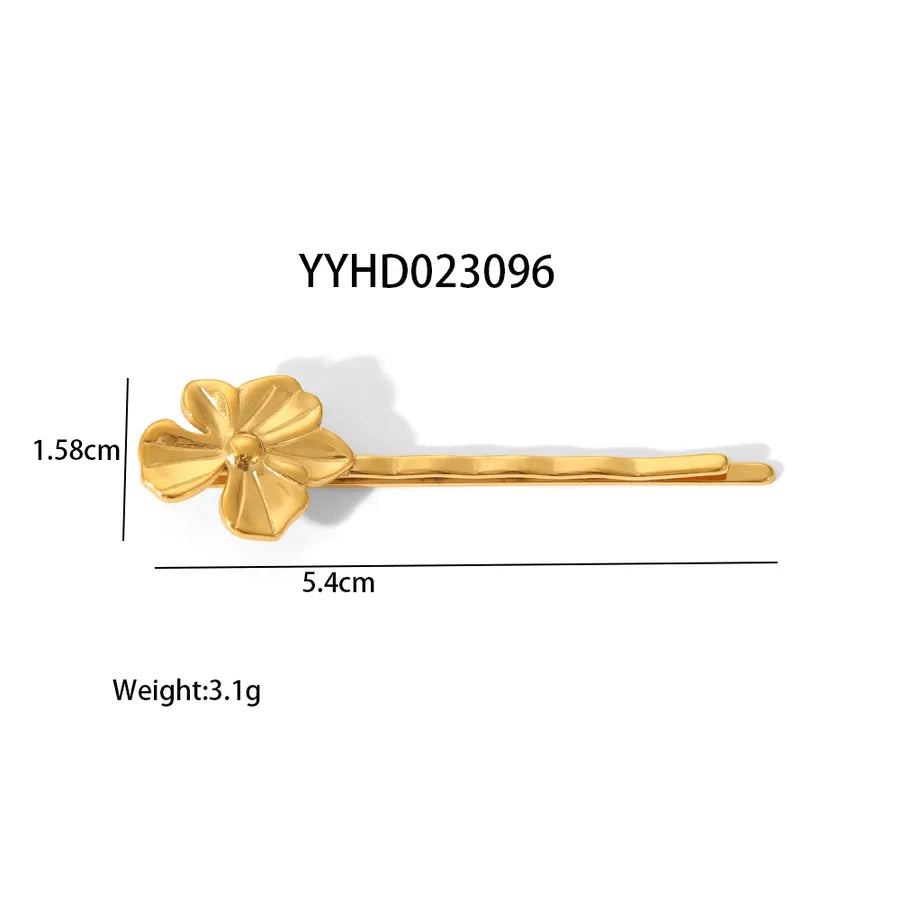 Pastoral Simple Style Women's Flower Shell 304 Stainless Steel Zircon Hair Clip