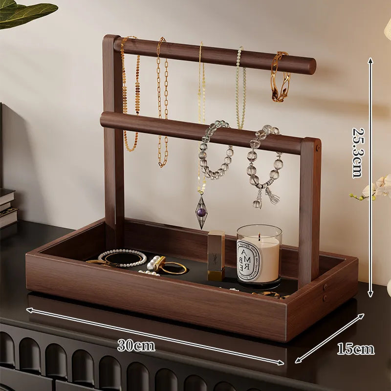 Crystal Bracelet Display Stand Jewelry Holder Wooden Material High-End Style Bracelet Storage Organizer Box For Desktop