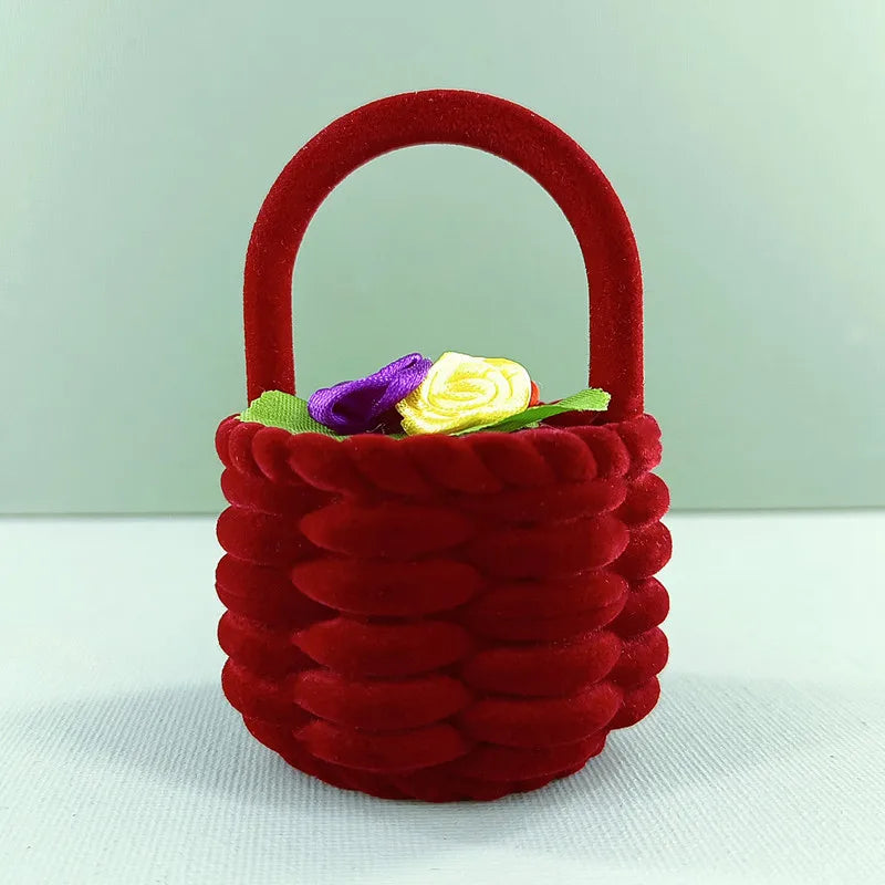 Fashion Style Small Flower Basket Ring Box Proposal Photography Props Exchange Earring Storage Box Fashion Composite Material
