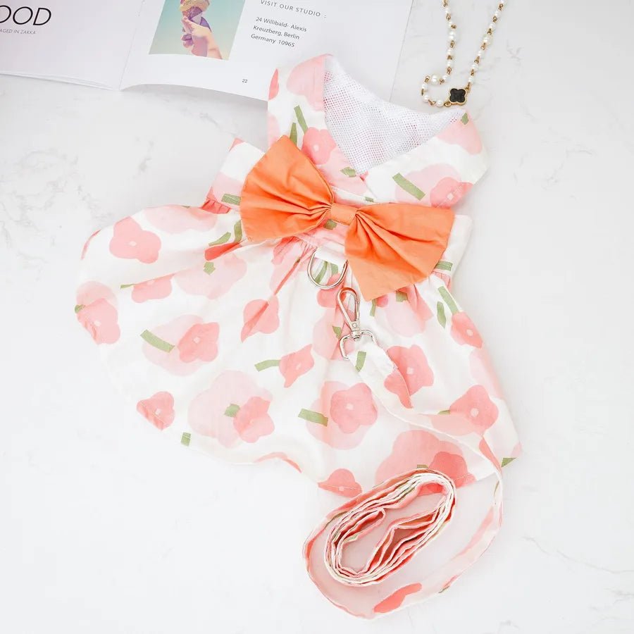 Summer Thin Pet Clothes For Small Dogs Cats Pure Cotton Floral Dress Bichon Teddy Small Dog Wholesale