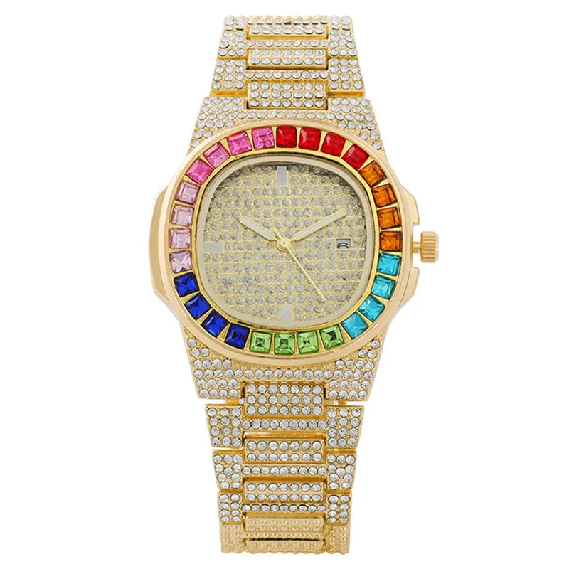 Shiny Color Block Double Side Snaps Quartz Watch Women's Watches