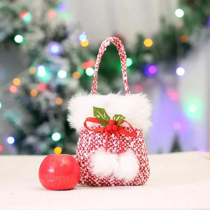 Creative Gift Bag Apple Shape Christmas Decoration Candy Packaging Box Handheld Peaceful Night Fruit Basket Festive Celebration