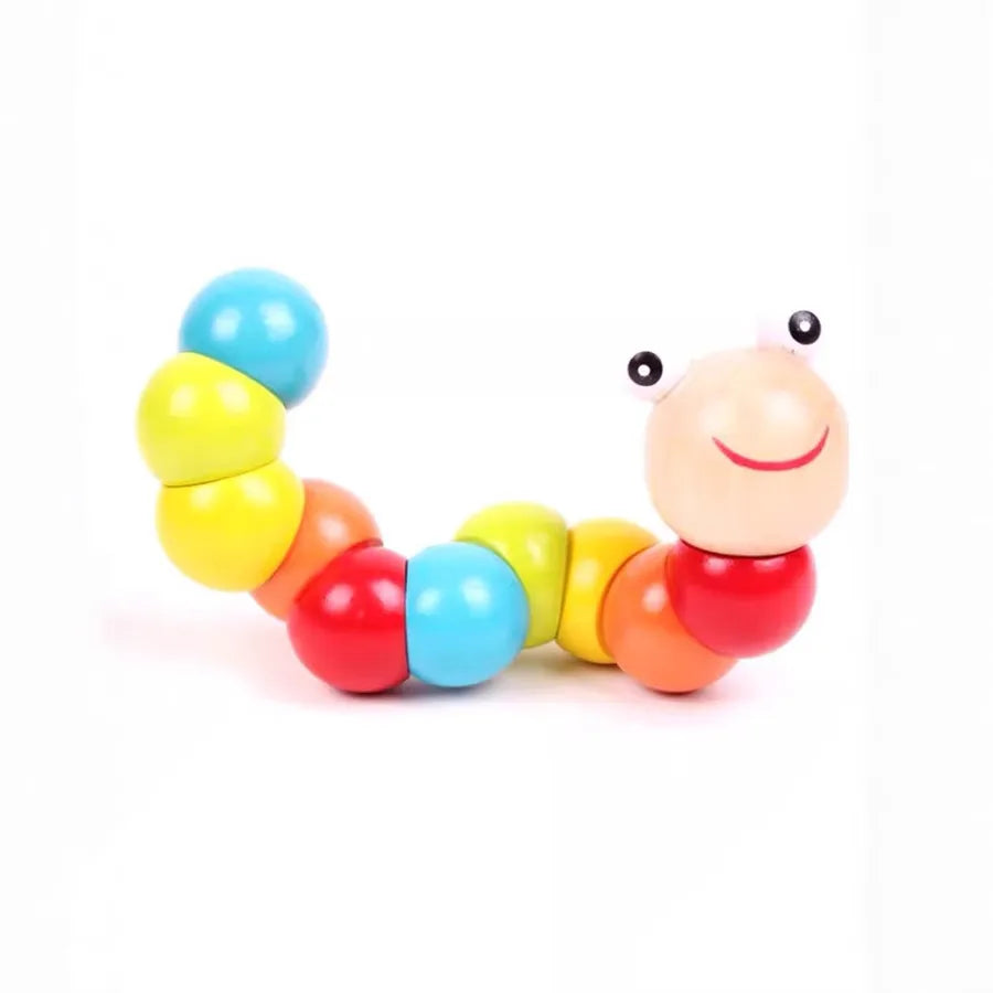 Educational Wooden Colorful Twisty Worm Model DIY Simulation Toy For Children Preschoolers Baby Intelligence Development Blocks