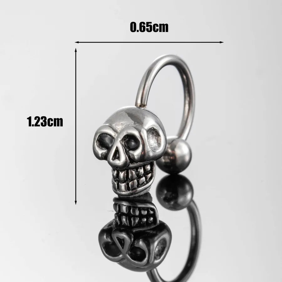 1 Piece Hip-Hop Vintage Style Punk Skull 316 Stainless Steel Ear Studs