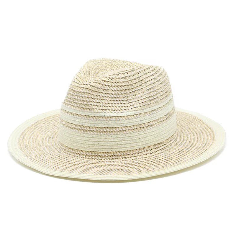 women's simple style classic style color block flat eaves straw hat