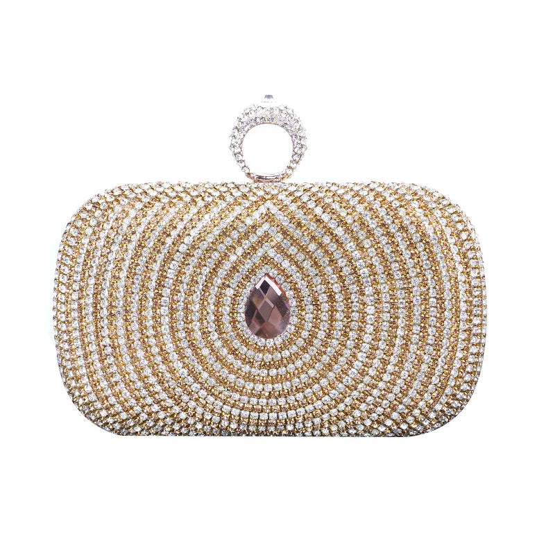 gold pu leather solid color rhinestone square evening bags
