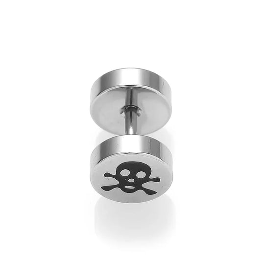 1 Piece Halloween Nordic Style Gothic Hip-Hop Smile Face Star Skull Polishing 316L Stainless Steel Ear Studs