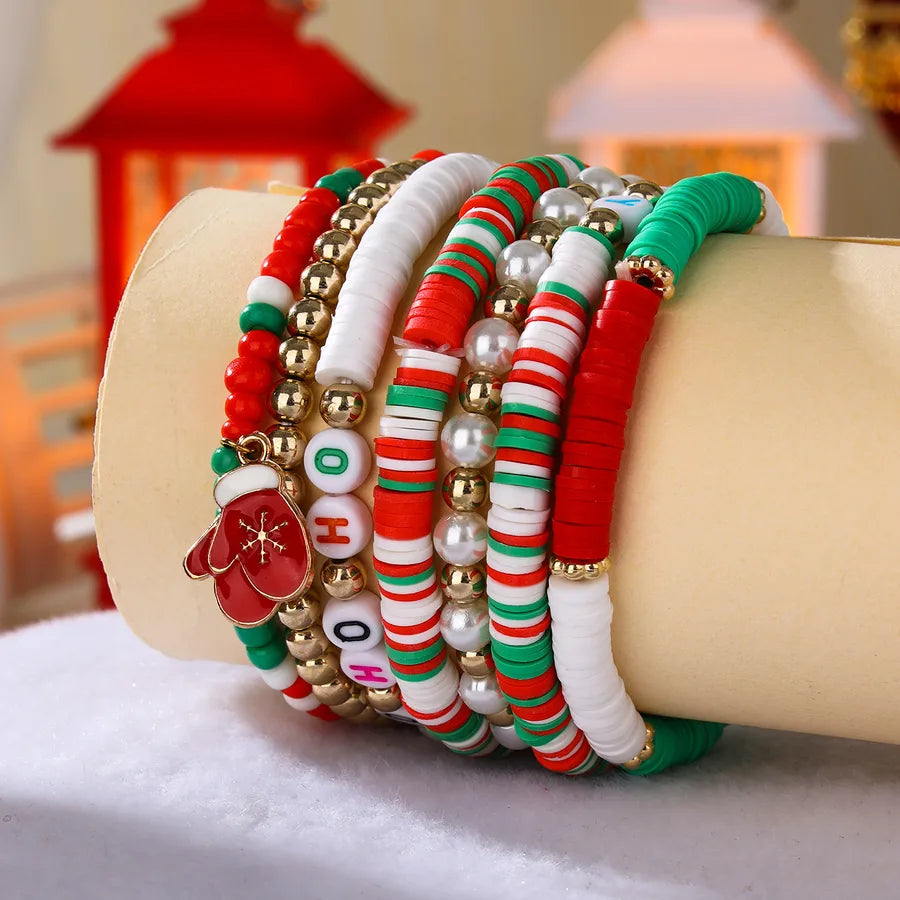Sweet Letter Gloves soft clay Beaded Bracelets Christmas Wholesale