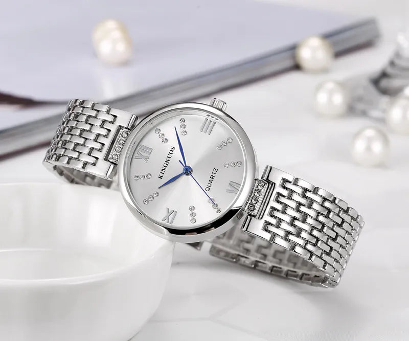 casual solid color jewelry buckle quartz women's watches